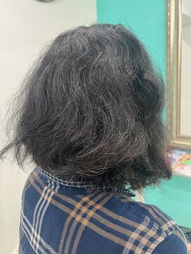 ドライブアンドビジョン 池袋(Drive&Vision) Before黒髪アッシュショート白髪縮毛矯正[酸性ストレート]