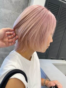 ルーブ トウキョウ(Loob. TOKYO) ハイトーンボブレイヤーカットブリーチダブルカラーベージュ韓国