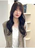 ダークグレージュ 透明感カラー 顔周りカット 艶髪 くびれ巻き