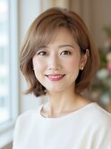 40代50代夏トレンドくびれボブ艶感ショコラブラウン