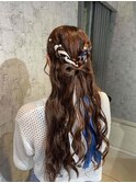 ウェーブミディアム×ヘアアレンジ
