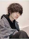 センターパートフェザーパーマシャドウパーマメンズパーマ