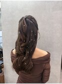 パールが可愛いハーフアップ