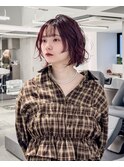 ボルドーレッド / 切りっぱなしボブ