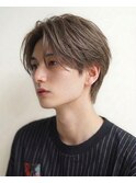 ブリーチなしカラー好印象毛流れパーマナチュラルセンターパート