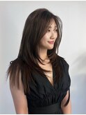 韓国レイヤー/縮毛矯正/ハッシュカット/ダークブラウン