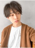 センターパート束感ブルーブラックナチュラルヘア#01mf0701