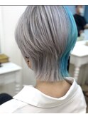 シルバー×ターコイズ【広島派手髪】【広島ハイトーン】