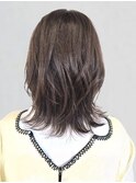 外ハネミディ ウルフカット レイヤーカット ブラウンカラー
