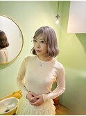 ダブルカラー/ハイトーンカラー/ボブラベンダーグレージュカラー