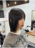 20代30代ミニボブ切りっぱなしボブ前髪あり小顔外はねボブ韓国風