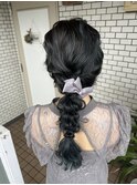 編みおろし　ヘアセット　お呼ばれヘア