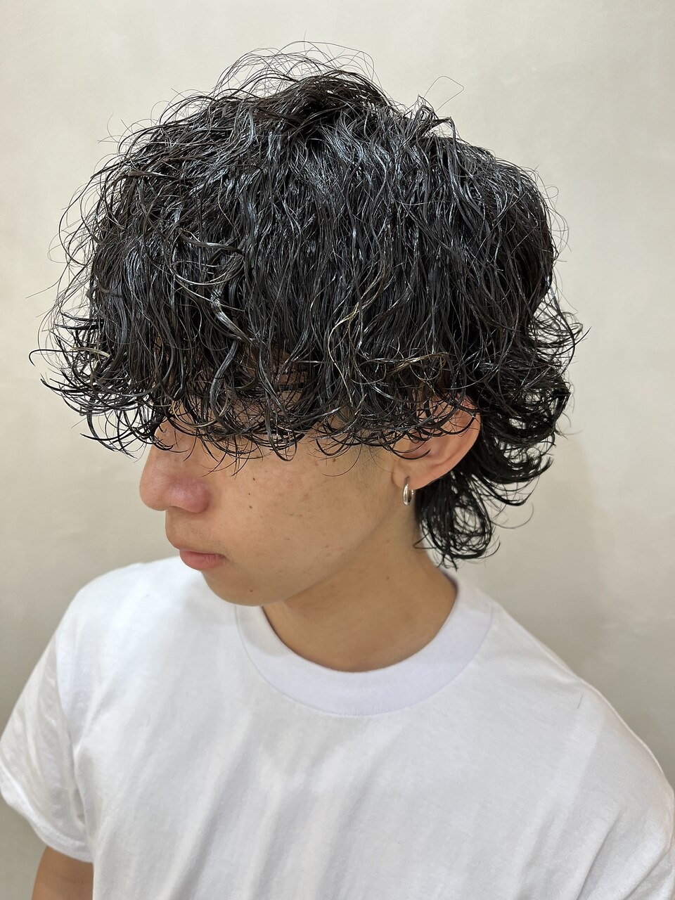 メンズウルフツイストスパイラルパーマ刈り上げツーブロック