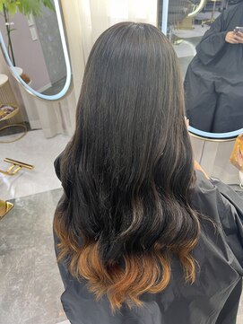 ガルボヘアー 名古屋栄店(garbo hair) #プルエクステ#裾カラー#オレンジ#10代#20代#名古屋