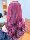 20代30代40代ダブルカラーピンクアッシュ透明感毛先パーマ