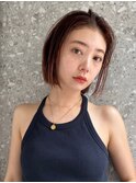 イヤリングカラー前髪インナーカラーピンクベージュバングカラー