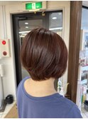 大人美人イメチェン大人丸みボブこなれヘアチェリーブラウン