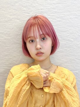 シュク 高円寺(SYUK) 丸みショートボブ/ピンクベージュ/顔周りカット【SYUK 高円寺】