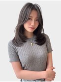 シースルーバング　くびれヘア　韓国ヘア　ナチュラルブラウン4