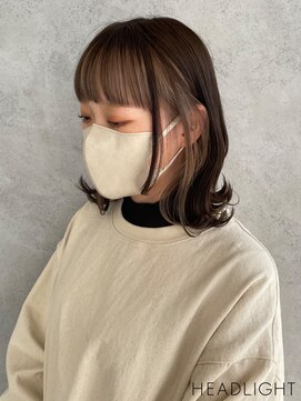 ソーエン バイ ヘッドライト 函館店(soen by HEADLIGHT) 外ハネミディ×前髪インナーカラー×イヤリングカラーイメチェン