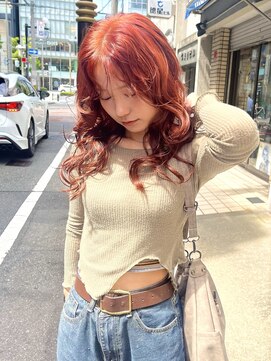 ロチカバイドールヘアー 心斎橋(Rotika by Doll hair) ブリーチなしでも可愛いオレンジピンク♪