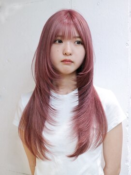 アルバム 池袋(ALBUM) デザインカラーブリーチロング韓国ヘア顔周りレイヤー_F31019