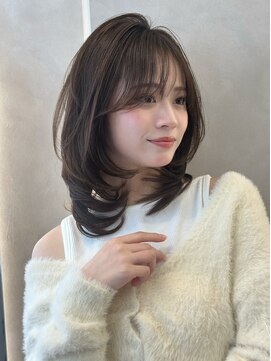 オムニス 表参道(Omnis) 韓国レイヤーカットミディアムハッシュカット20代30代ナチュラル