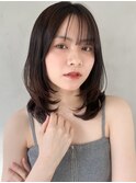 斜めバングサイドバング20代30代40代◎デジタルパーマ前髪