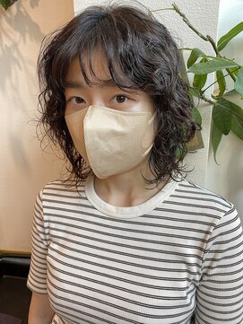 ロンドポレール 北千住(Lond polaire) 【航治郎】くるくるデザインパーマ/グレージュ/ペールベージュ