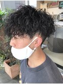 波巻きパーマメンズパーマメンズヘアツーブロックツイストパーマ