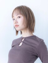 20代30代大人かわいい/パつっとボブ/シルキーベージュ