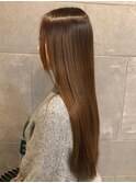 オリーブブラウン 髪質改善トリートメント ストレートロング