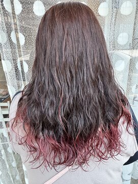 サリュー バイ イザ(Salut by IZA) ナチュラルパーマ×裾カラーピンクセミロング