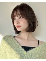 オムニス 表参道(Omnis)&nbsp;韓国切りっぱなしボブヘアワンカールレイヤーボブ暗髪カラー