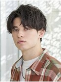 コンマヘア束感ワックス前下がりマッシュセンターパート無造作