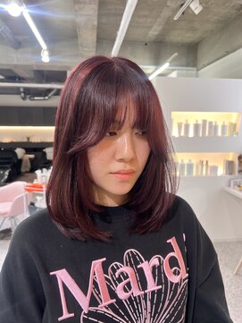 シエル 一社(cher) ピンクラベンダーカラー×顔周りレイヤー