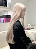 12580髪質改善ホワイトブロンドホワイトアッシュ艶髪ストレート