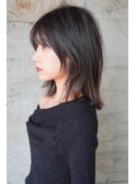 大人可愛いミディアムレイヤー+ダークブラウン