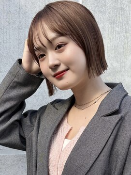 ラミエバイメルト 下北沢(lamie by melt) 切りっぱなしボブミルクティーベージュ顔周りカット20代下北沢