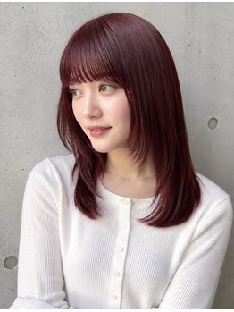 アムリタ 三鷹(AMRITA)の写真/暖色はブリーチなしワンカラーが鍵。色持ち良く再現性の高いカットで、魅力アップ☆