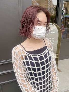 ヘアーアイスカルテット(HAIR ICI QUARTET) ボブパーマ　ピンクカラー