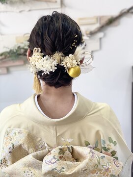 ヘアセットサロンエッジ(Edge) ご両家の顔合わせに訪問着でルーズシニヨン