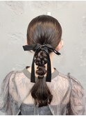 タイトポニー編み込みアレンジ