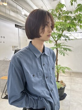 メゾンアクア 表参道(Maison ACQUA) =メンズボブ/ダークアッシュ/ニュアンスパーマ／メンズウルフ