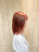 ヘアートゥリース 武蔵小杉店(hair trees)&nbsp;ハイトーンオレンジ×セミディ