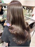マロンベージュイメチェン髪質改善美髪韓国風巻き前髪顔周りヘア
