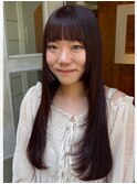 ボルドーカラー ワインレッドカラー レイヤーカット ロングヘア