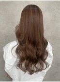 ハイライトカラーくびれヘアアプリコットオレンジ