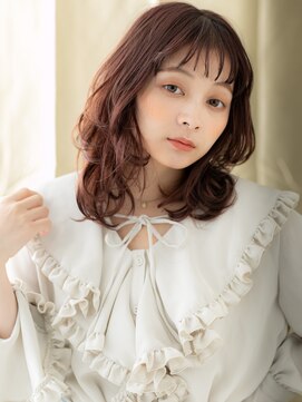 カバーヘア イヴ 戸頭店(COVER HAIR EVE) ミルクティーピンク小顔ミディアムレイヤーTc3戸頭20代30代40代