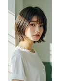 アッシュベージュ/大人女性/前髪ありショートボブ/越谷/髪質改善